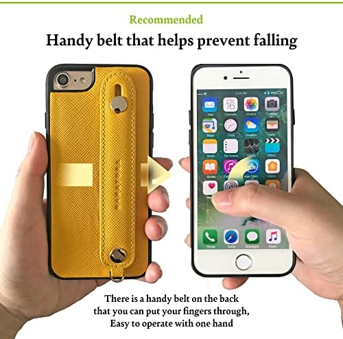 Hanatora] iPhone 8plus / iPhone 7plus Case, עור Saffiano, רצועת שורש כף יד, עבודת יד, כיסוי פגוש לאייפון 8plus